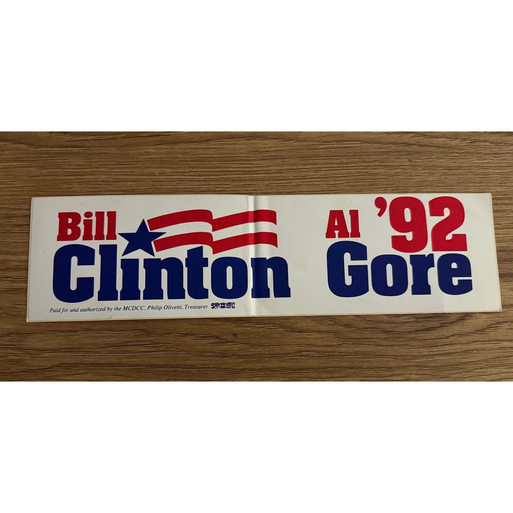 Bill Clinton Al Gore 1992 Presidential Campaign Bumper Sticker MCDCC 11.5x3